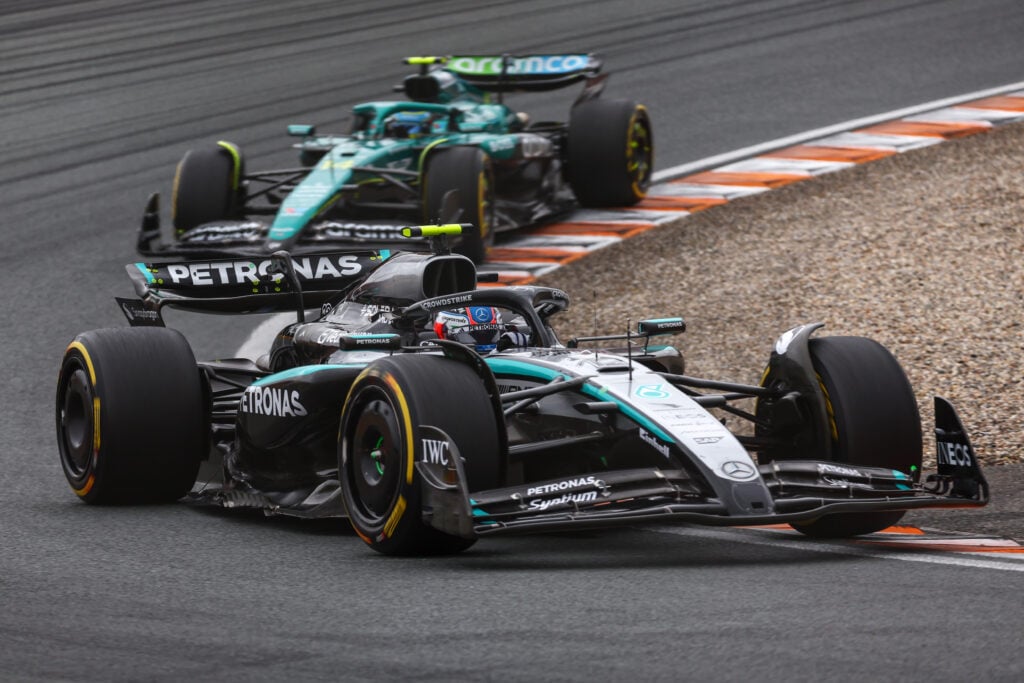 Mercedes driver Andrea Kimi Antonelli racing at the 2025 Formula 1 Dutch Grand Prix