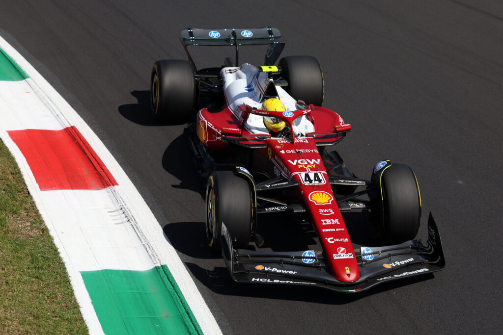Lewis Hamilton of Scuderia Ferrari on track at the 2025 Italian Grand Prix