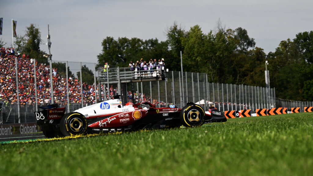 Ferrari driver Charles Leclerc on track during the 2025 F1 Italian Grand Prix at Monza