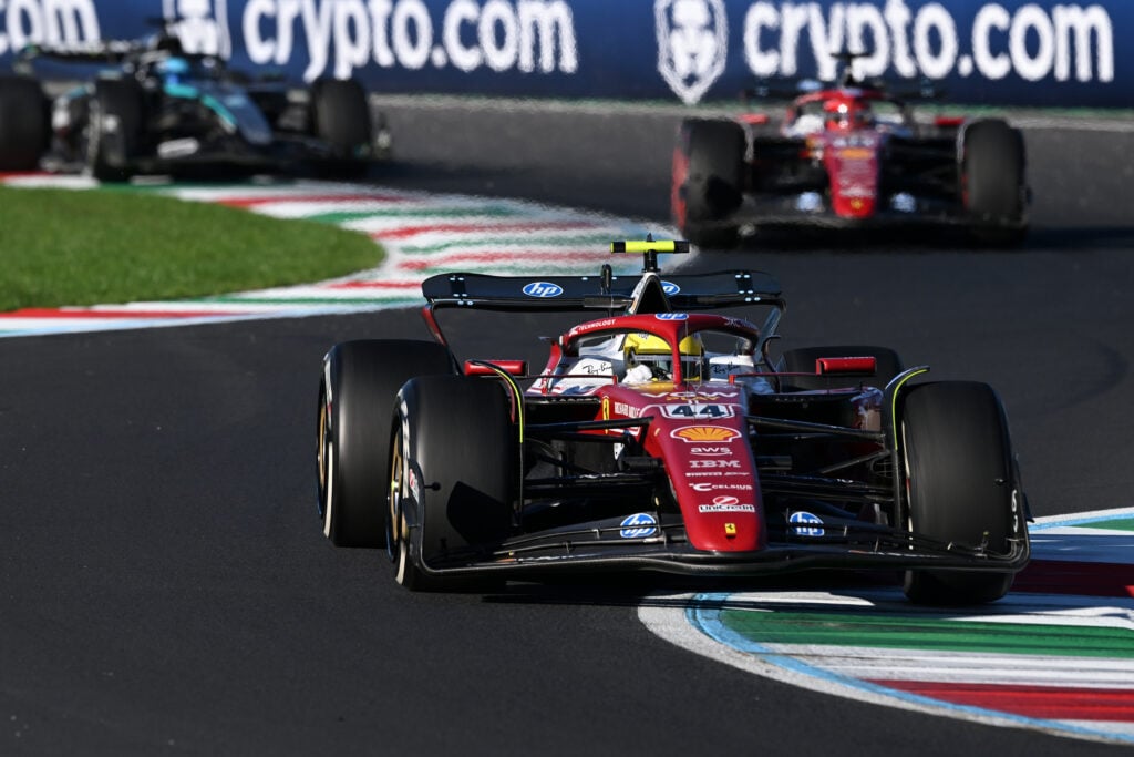Ferrari driver Lewis Hamilton during practice at the 2025 Italian Grand Prix