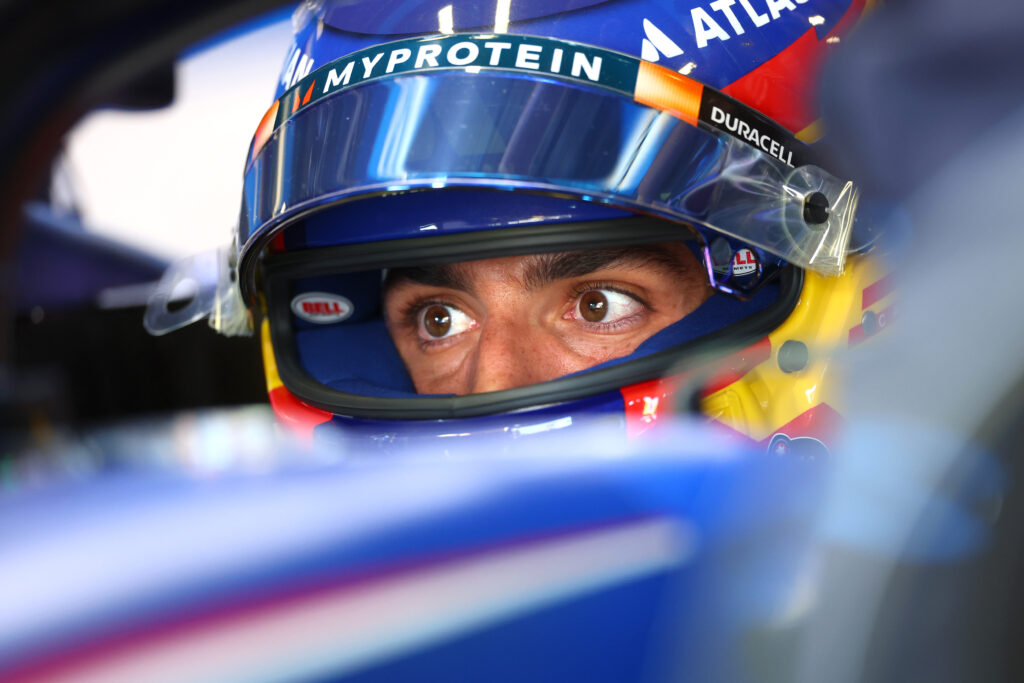 Williams driver Carlos Sainz gets ready to head out in practice for the 2025 F1 Italian Grand Prix at Monza