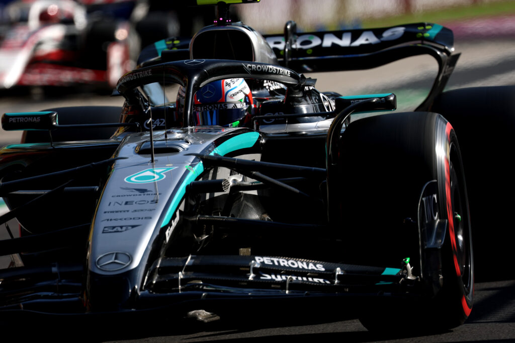 Kimi Antonelli of Mercedes drives at the 2025 Italian Grand Prix