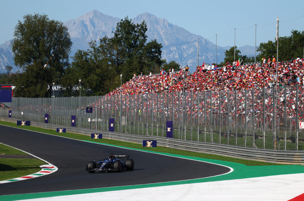 Williams driver Alex Albon on track during qualifying for the 2025 F1 Italian Grand Prix at Monza