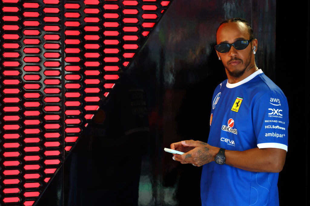 Ferrari driver Lewis Hamilton in the Monza paddock before the 2025 F1 Italian Grand Prix