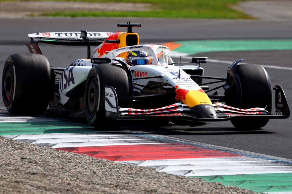 Isack Hadjar of Visa Cash App RB driving at the 2025 Italian Grand Prix