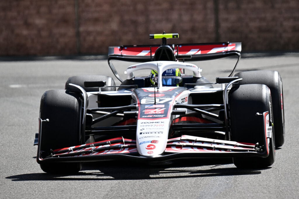 Haas driver Oliver Bearman during practice at the 2025 Formula 1 Azerbaijan Grand Prix