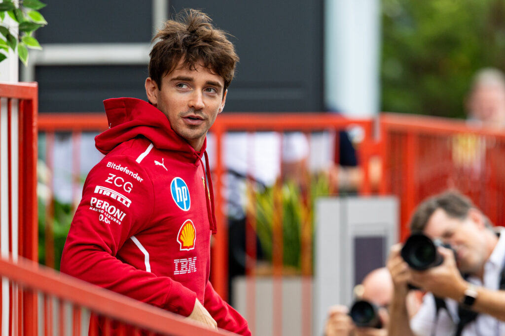 Charles Leclerc seen leaving Ferrari hospitality at the Azerbaijan Grand Prix