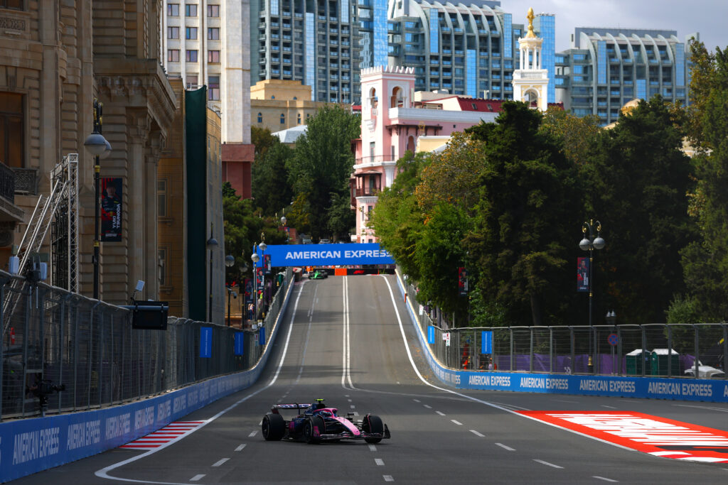 Alpine driver Franco Colapinto on track during practice in Baku for the 2025 F1 Azerbaijan Grand Prix
