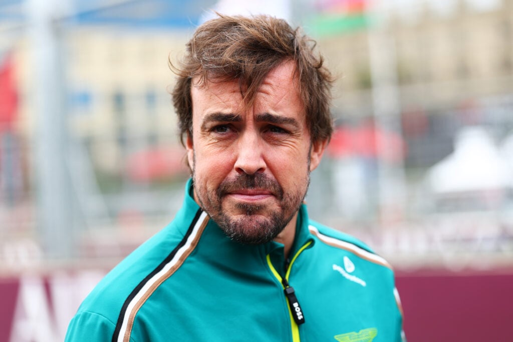 Aston Martin driver Fernando Alonso in the paddock at the 2025 Formula 1 Azerbaijan Grand Prix