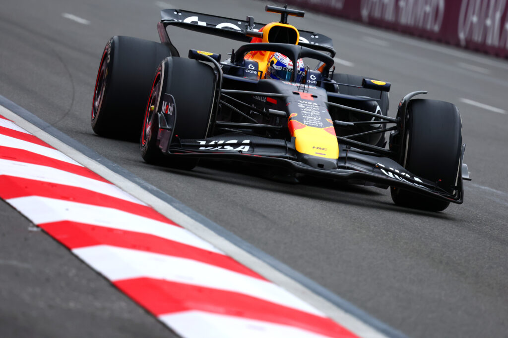 Red Bull driver Max Verstappen drives the RB21 during the 2025 Azerbaijan Grand Prix