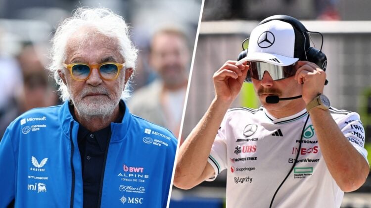 Alpine executive adviser Flavio Briatore arrives in the Zandvoort paddock before FP1 for the 2025 F1 Dutch Grand Prix and Mercedes reserve driver V...