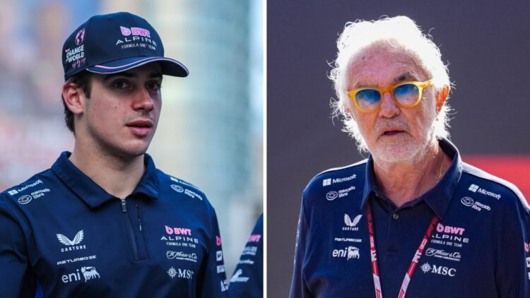 Alpine driver Franco Colapinto arrives in the Baku paddock before practice for the 2025 F1 Azerbaijan Grand Prix and executive adviser Flavio Briat...