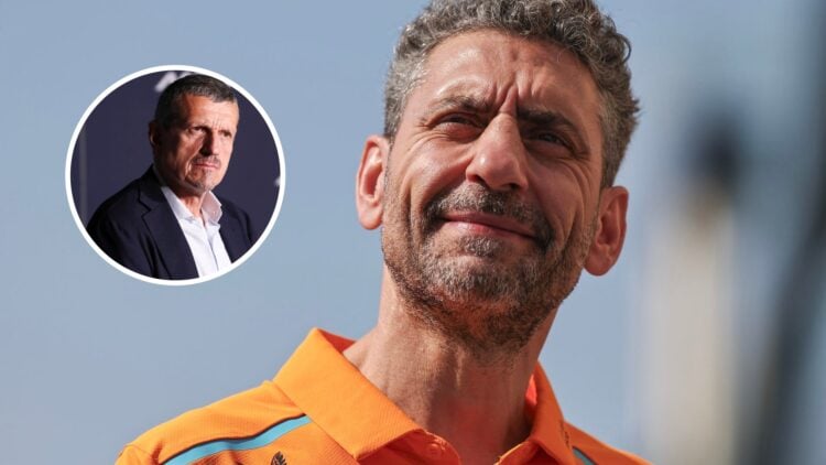 Andrea Stella walking through the F1 paddock at Abu Dhabi in McLaren team gear, with Guenther Steiner in a MotoGP press conference at the Catalan G...