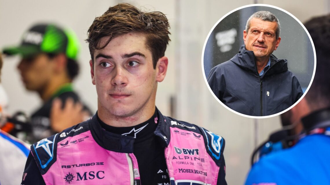 Alpine driver Franco Colapinto after the 2025 F1 Belgian Grand Prix, inset Guenther Steiner