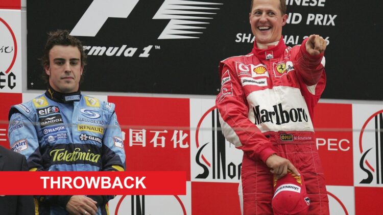 Fernando Alonso of Renault and Michael Schumacher of Ferrari at the 2006 Chinese Grand Prix