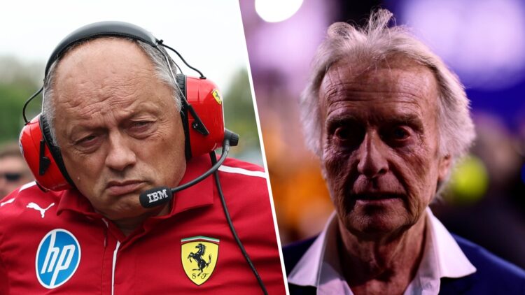 Ferrari team principal Fred Vasseur in the 2025 F1 Hungarian Grand Prix paddock and Luca di Montezemolo in Bahrain