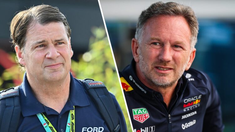 Ford CEO Jim Farley in the 2024 F1 Italian Grand Prix Monza paddock and sacked Red Bull team principal Christian Horner at the 2025 Candian GP