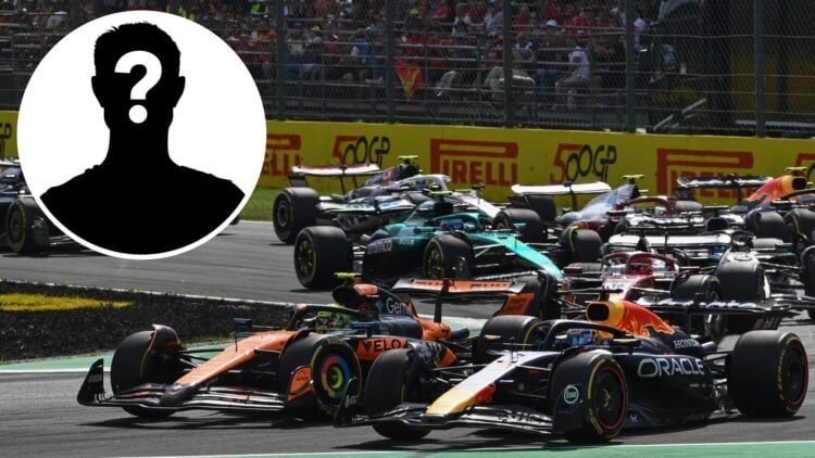 Red Bull driver Max Verstappen cuts Monza's Rettifilo chicane to lead the 2025 Italian Grand Prix, inset Mystery