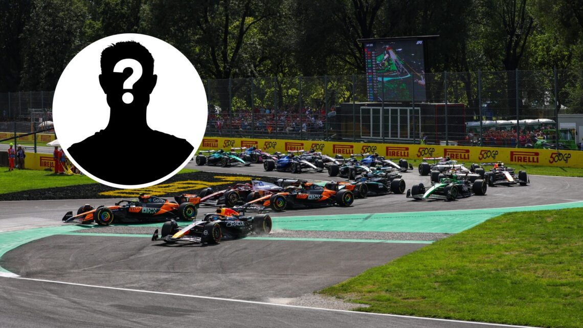 Red Bull driver Max Verstappen cutting the corner at the start of the 2025 Formula 1 Italian Grand Prix