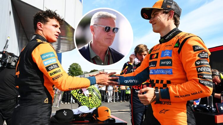 McLaren drivers Lando Norris and Oscar Piastri at the 2025 Formula 1 Italian Grand Prix, inset, David Coulthard