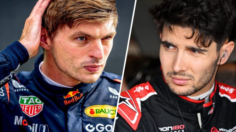 Red Bull driver Max Verstappen reacts after the 2025 F1 Dutch Grand Prix and Esteban Ocon of Haas at Zandvoort