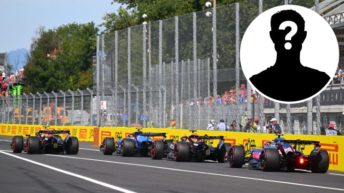 Red Bull's Yuki Tsunoda and Max Verstappen, Williams' Carlos Sainz and Alpine's Franco Colapinto leave the Monza pit lane before the 2025 F1 Italia...