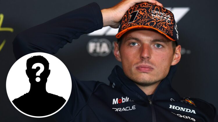 Max Verstappen of Red Bull Racing at the 2025 Dutch Grand Prix, inset Mystery