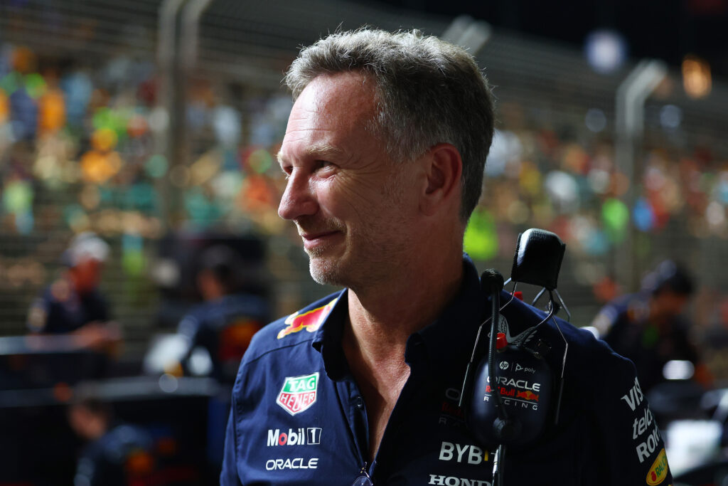 Christian Horner stands on the Singapore Grand Prix in Red Bull colours