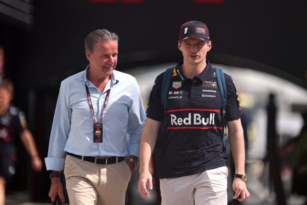 Raymond Vermeulen and Red Bull driver Max Verstappen arriving at the Saudi Arabian Grand Prix