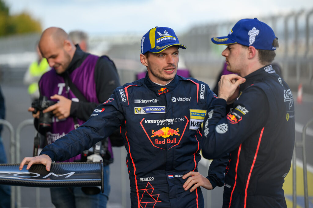 Max Verstappen competes in a GT3 race representing Red Bull at the Nurburgring