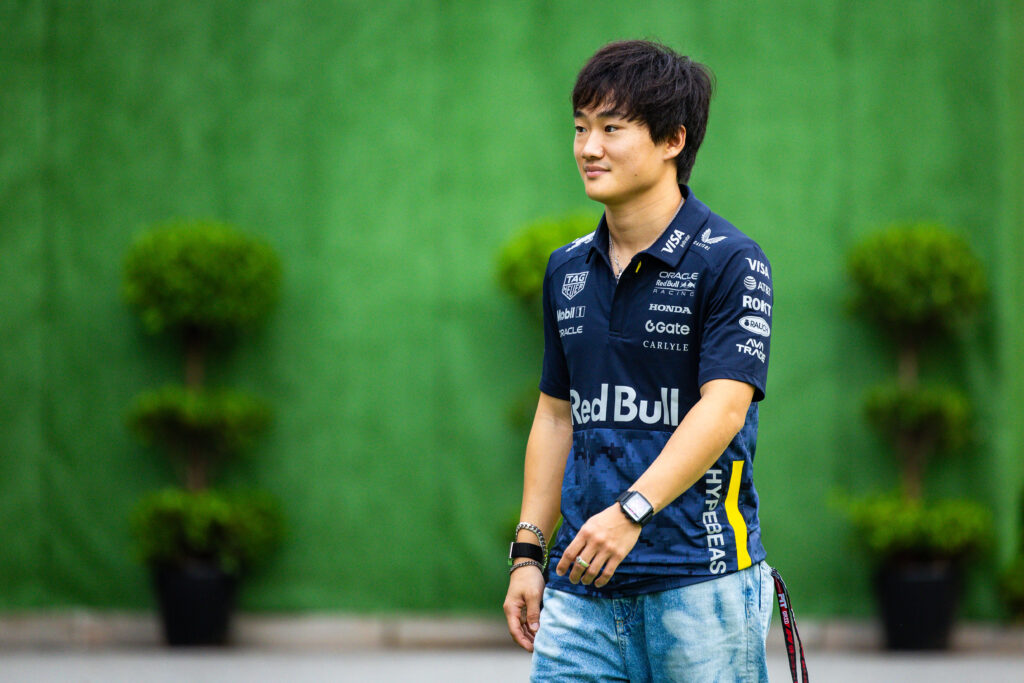 Yuki Tsunoda of Red Bull walks in the Singapore Grand Prix paddock