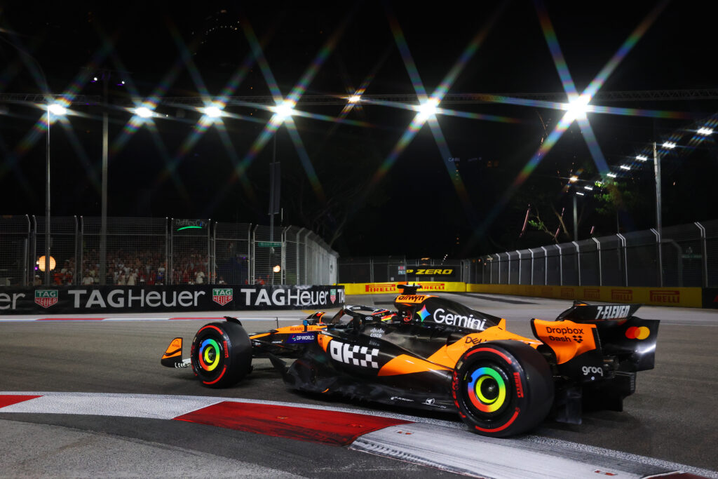 McLaren driver Oscar Piastri on track during qualifying for the 2025 F1 Singapore Grand Prix