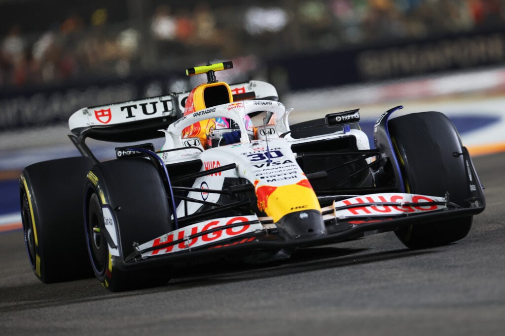 Liam Lawson drives the Racing Bulls F1 car at the Singapore Grand Prix