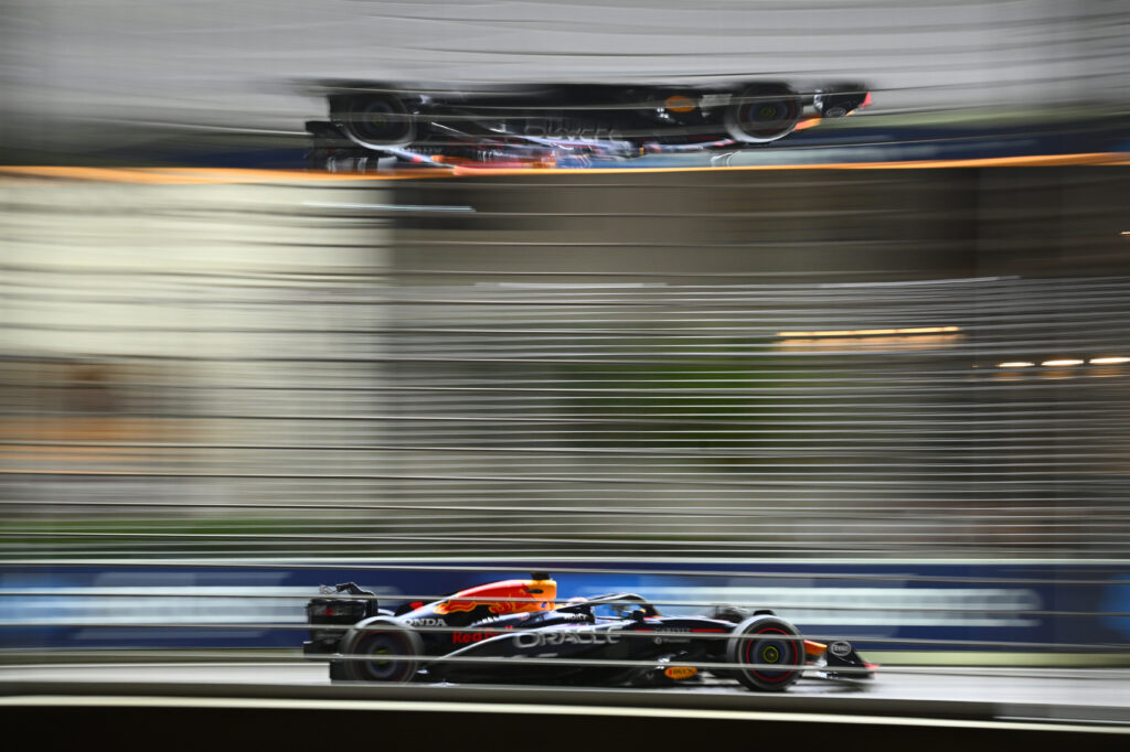 Red Bull driver Max Verstappen on track during the 2025 F1 Singapore Grand Prix