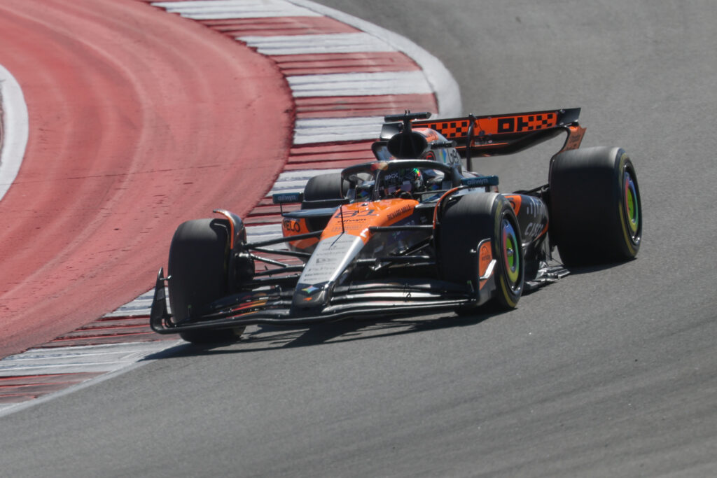 McLaren driver Andrea Stella racing at the 2025 Formula 1 United States Grand Prix