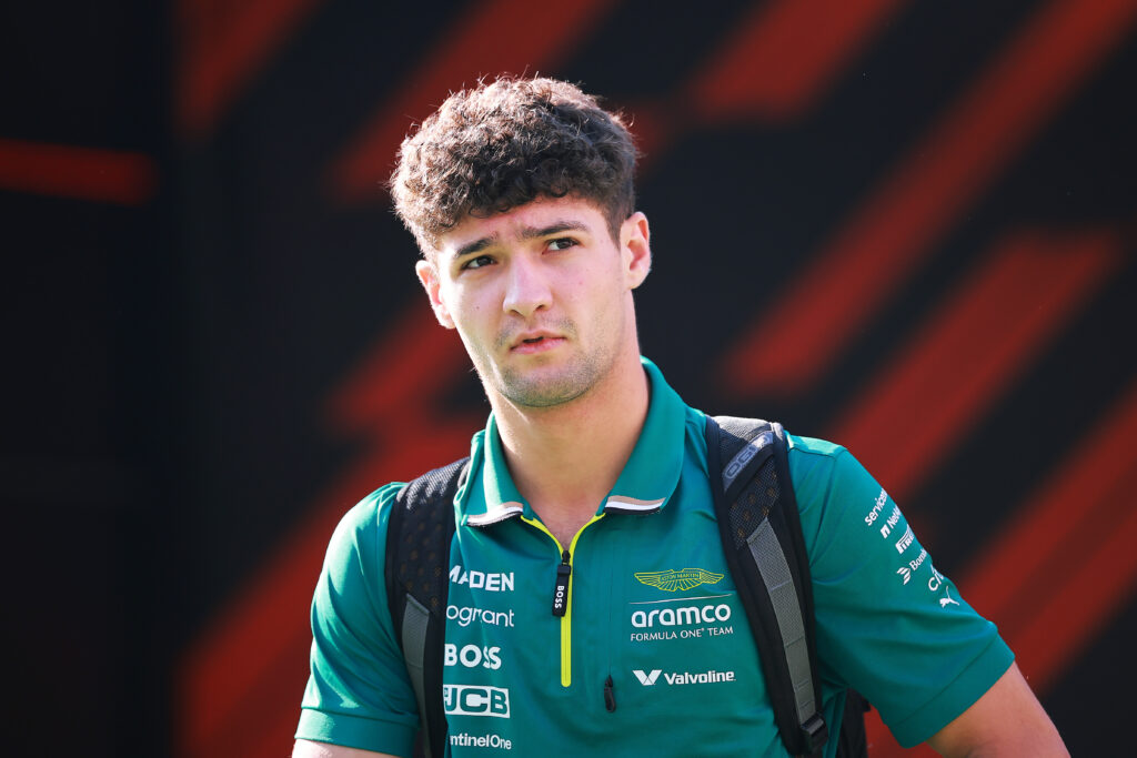 Aston Martin reserve driver Jak Crawford entering the paddock at the 2025 Formula 1 Mexico City Grand Prix