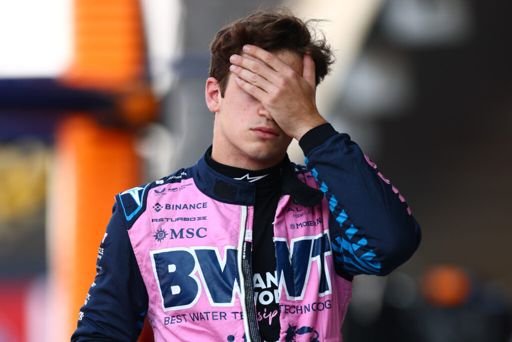Franco Colapinto of Alpine looks despondent after qualifying at the Mexican Grand Prix