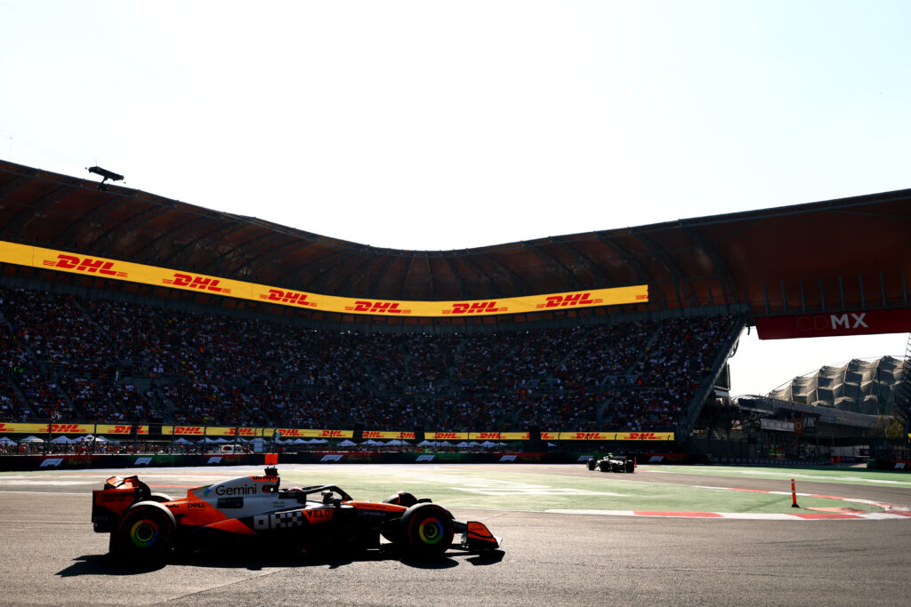 McLaren driver Oscar Piastri drives through the stadium section during the 2025 F1 Mexico City Grand Prix