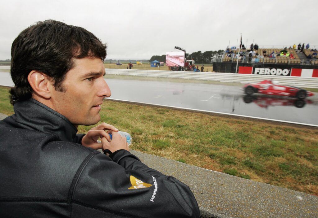 Formula 1 driver Mark Webber watching V8 Supercars at Symmonds Plains in 2006