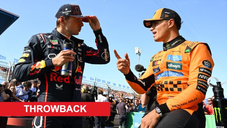 Lando Norris of McLaren and Max Verstappen of Red Bull during the 2025 F1 season