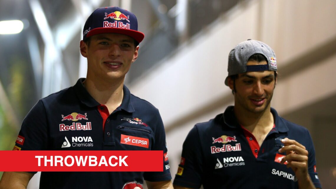 Max Verstappen with Toro Rosso teammate Carlos Sainz in the 2015 F1 Singapore Grand Prix paddock
