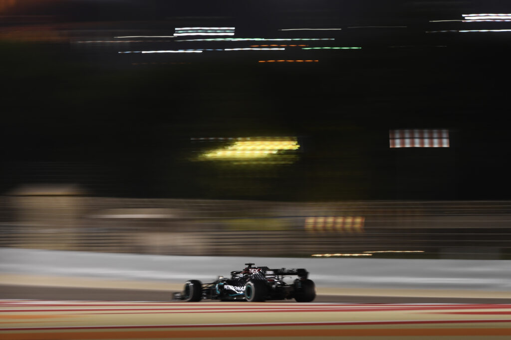 George Russell drives the Mercedes W11 during the 2020 Sakhir Grand Prix