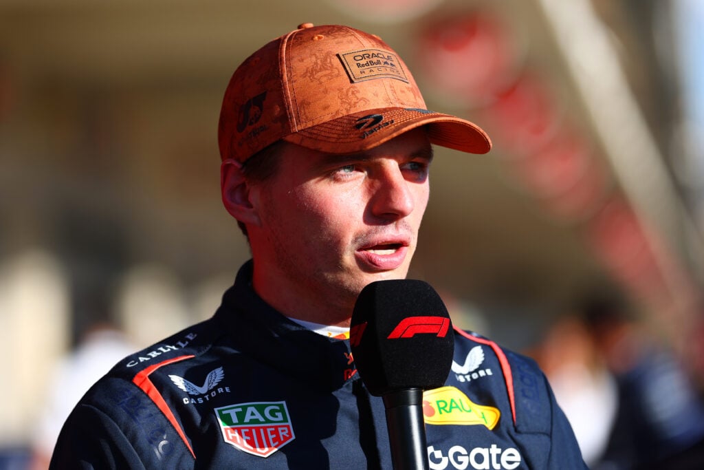 Red Bull driver Max Verstappen being interviewed at the 2025 Formula 1 United States Grand Prix