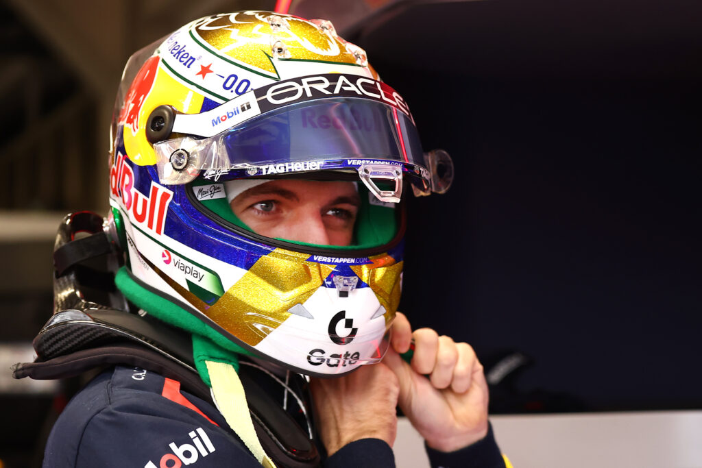 Red Bull driver Max Verstappen gets ready for qualifying for the 2025 F1 Sao Paulo Grand Prix