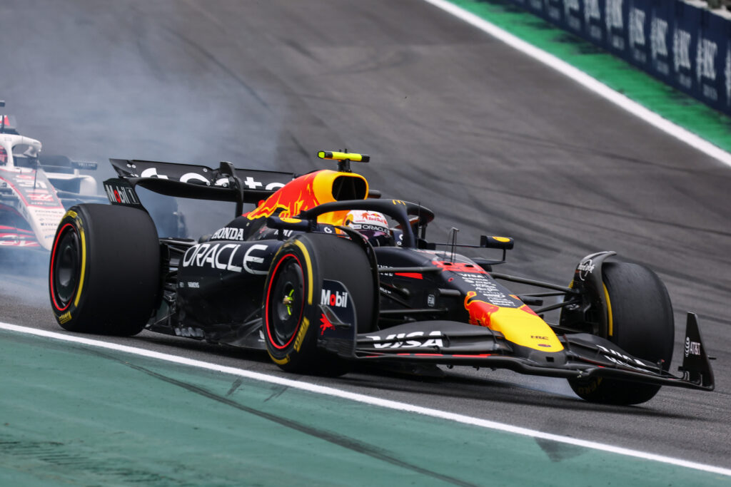Red Bull driver Yuki Tsunoda racing at the 2025 Formula 1 Sao Paulo Grand Prix
