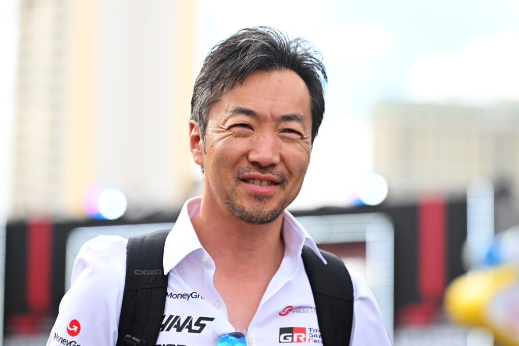 Haas team principal Ayao Komatsu in the paddock at the 2025 Las Vegas Grand Prix