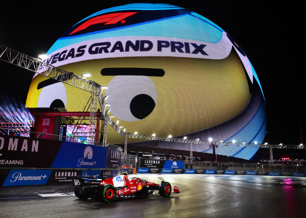 Ferrari driver Lewis Hamilton on track during qualifying for the 2025 F1 Las Vegas Grand Prix
