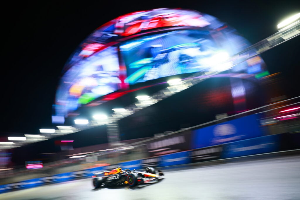 Red Bull driver Max Verstappen on track during qualifying for the 2025 F1 Las Vegas Grand Prix