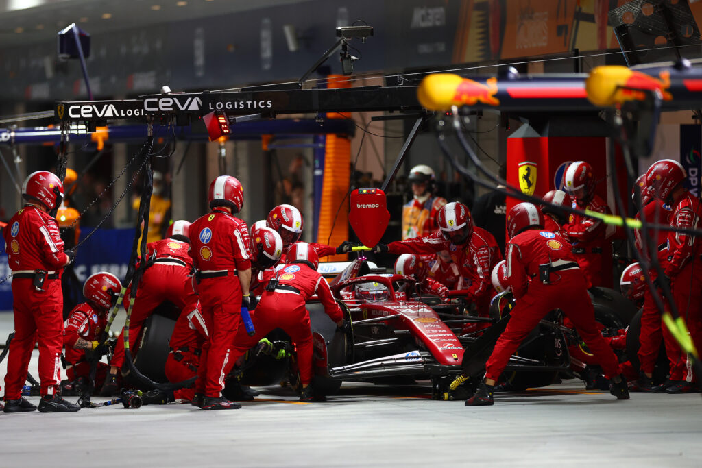Ferrari driver Lewis Hamilton in the pit lane at the 2025 Formula 1 Las Vegas Grand Prix