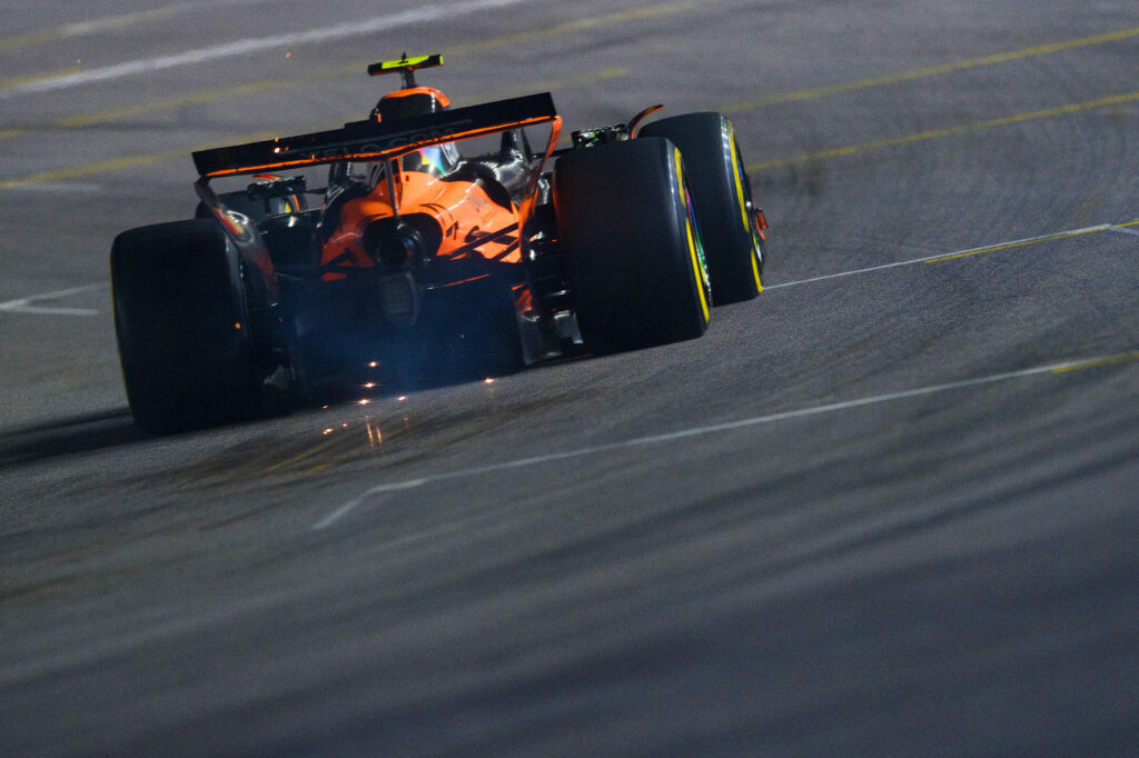 Lando Norris drives his McLaren MCL39 during the 2025 Formula 1 Las Vegas Grand Prix